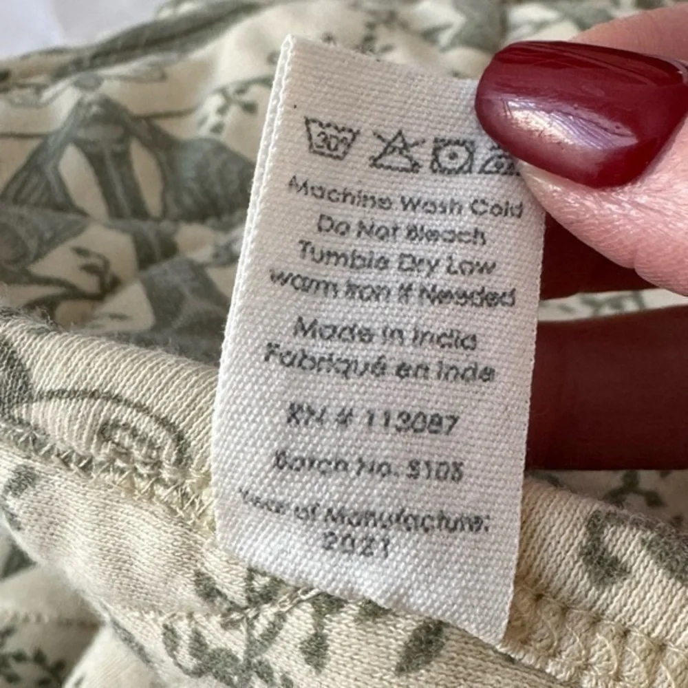 Kate Quinn Organic Cotton Muted Green Bird‎ Print Quilt Baby Nursery Blanket